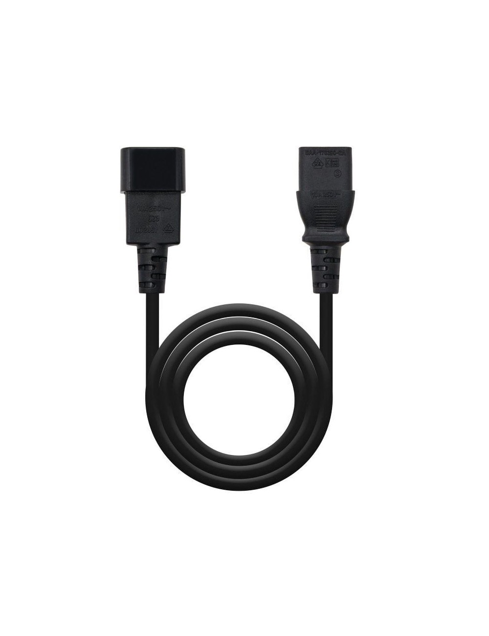 Cable Alargador de Alimentación Nanocable 10.22.0203/ IEC C13 Hembra - IEC C14 Macho/ 3m/ Negro