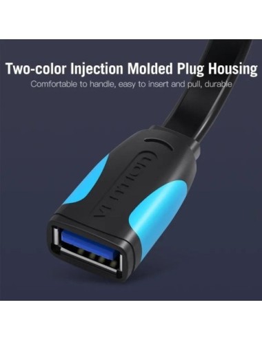 Cable Alargador USB 3.0 Vention VAS-A13-B150/ USB Macho - USB Hembra/ 5Gbps/ 1.5m/ Negro y Azul
