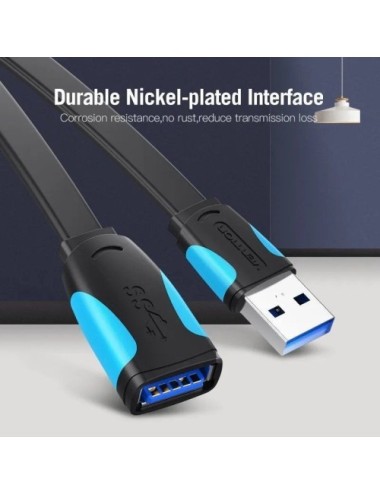 Cable Alargador USB 3.0 Vention VAS-A13-B300/ USB Macho - USB Hembra/ 5Gbps/ 3m/ Negro y Azul