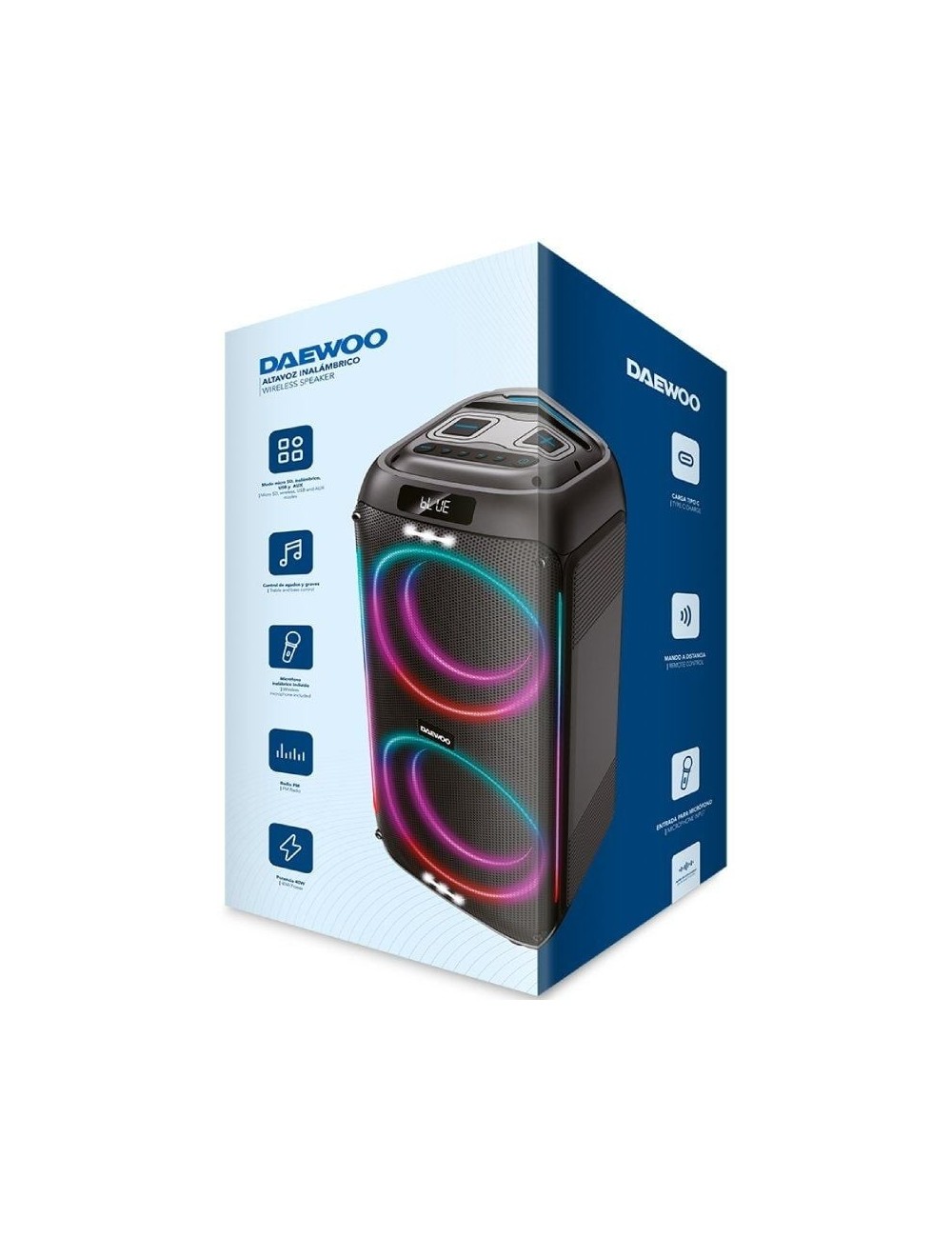 Altavoz Portable con Bluetooth Daewoo Party Speaker DW3010/ 40W/ 2.1