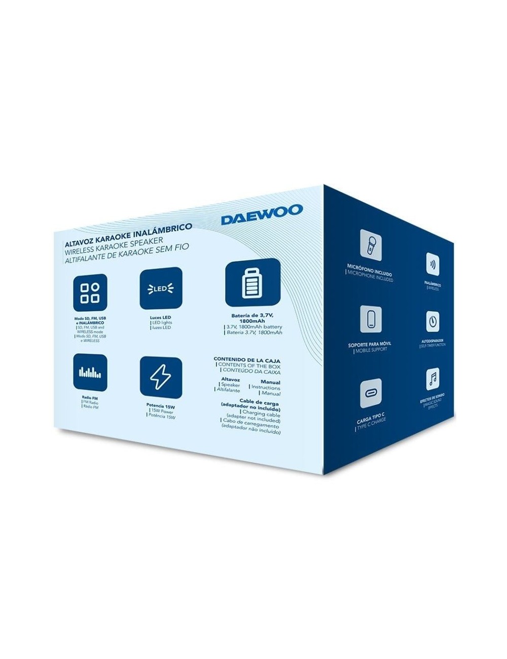 Altavoz con Bluetooth Daewoo Karaoke DW3008/ 15W/ 1.0