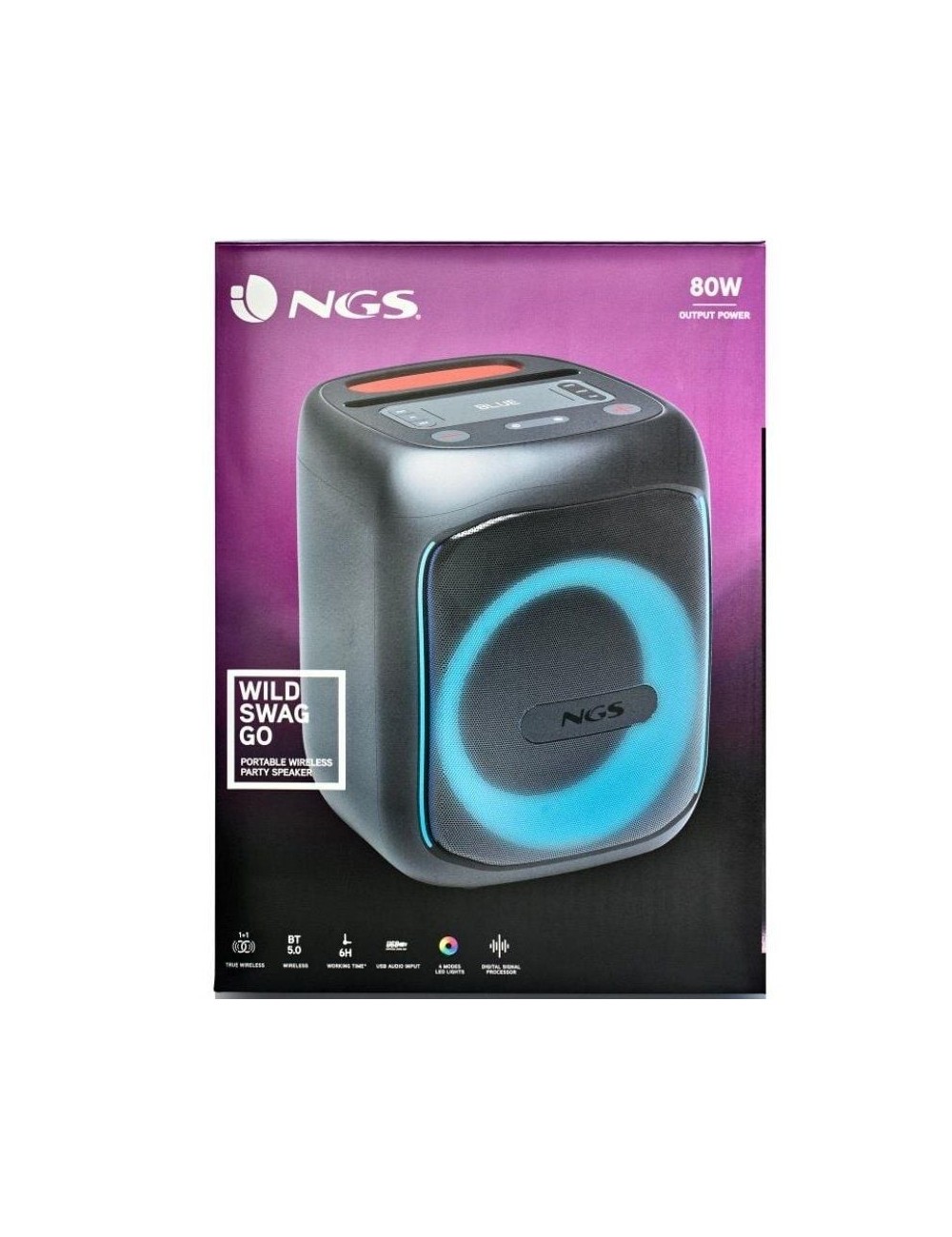 Altavoz Portable con Bluetooth NGS Wild Swag Go/ 80W/ 1.0