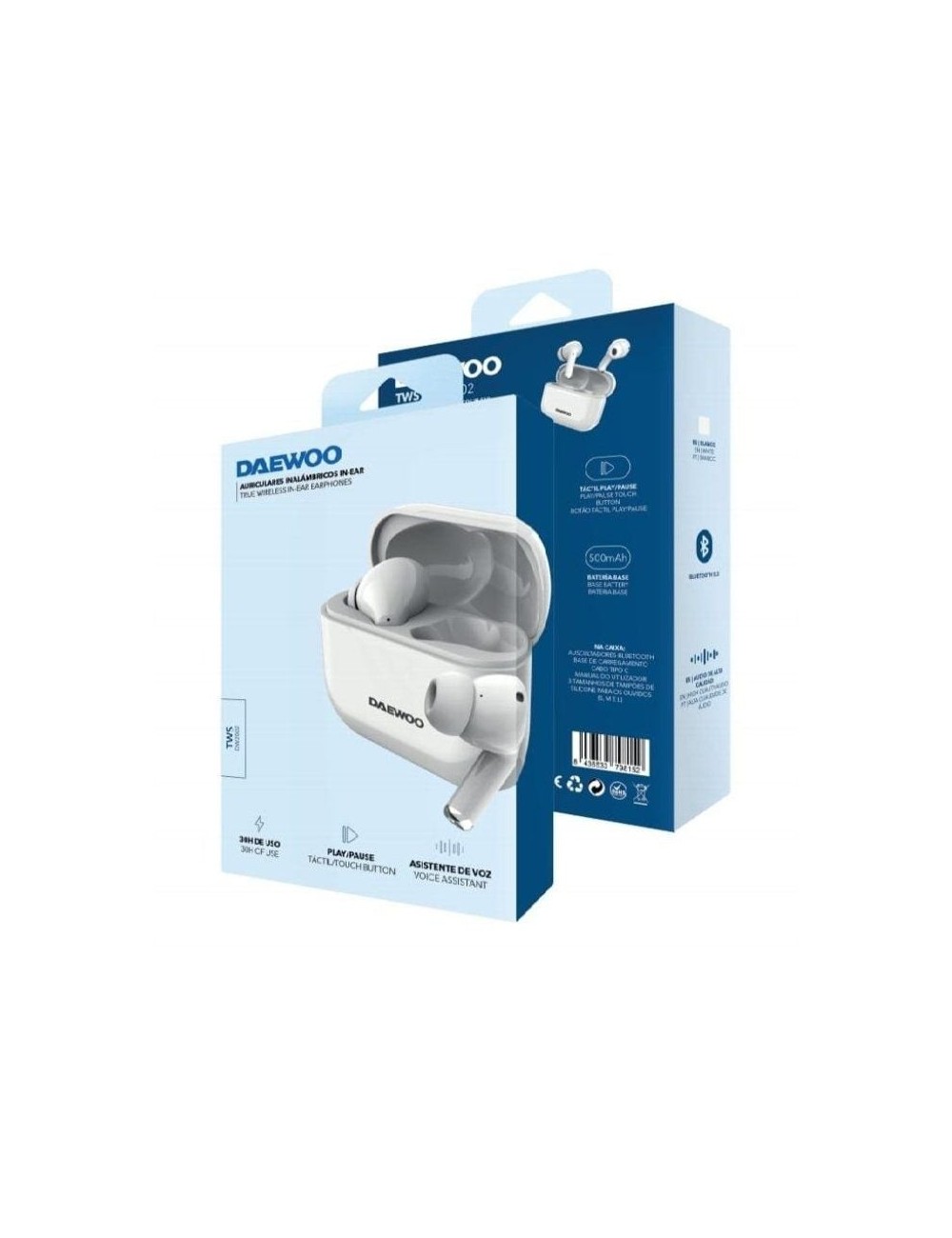 Auriculares Bluetooth Daewoo DW2002 con estuche de carga/ Autonomía 6h/ Blancos
