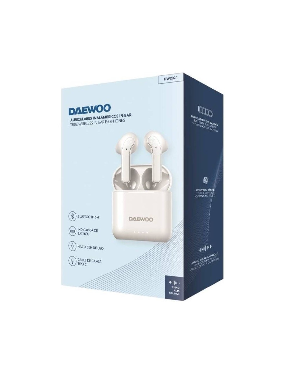 Auriculares Bluetooth Daewoo DW2021 con estuche de carga/ Autonomía 5h/ Blancos