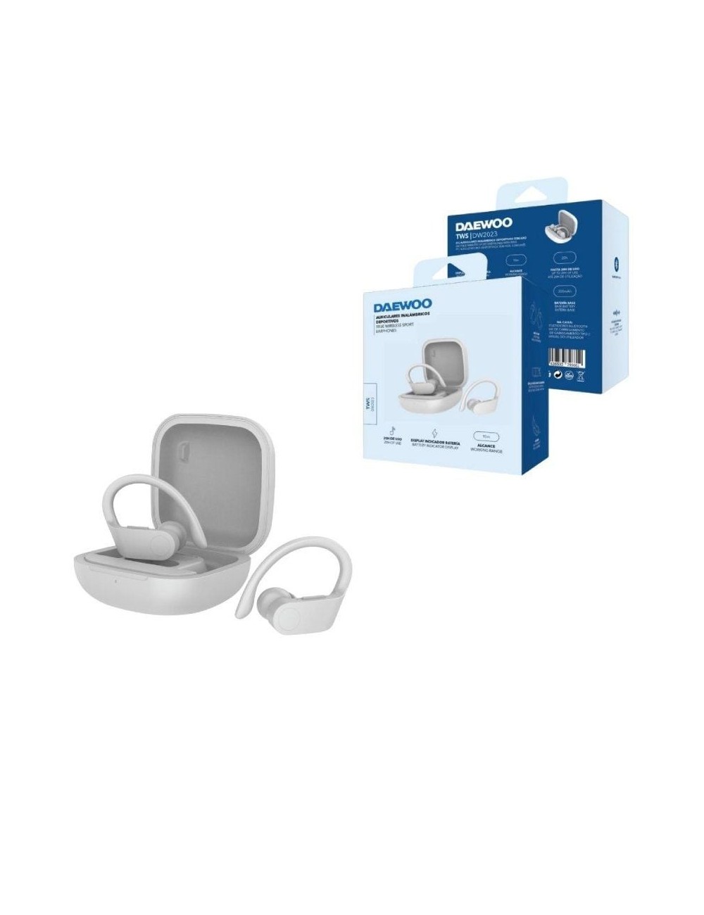 Auriculares Deportivos Bluetooth Daewoo DW2023 con estuche de carga/ Autonomía 5h/ Blancos