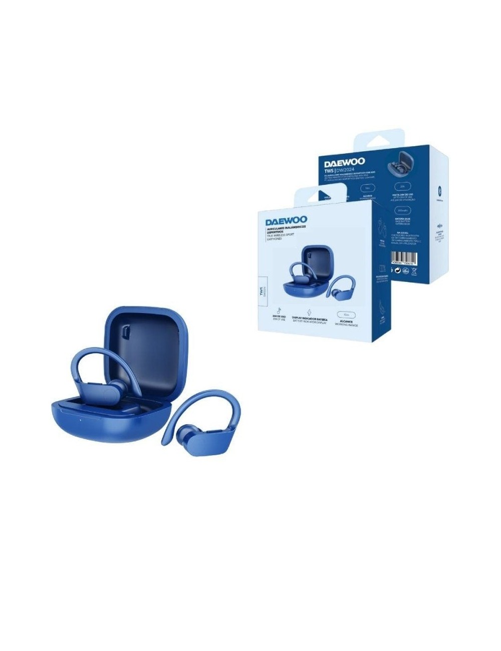 Auriculares Deportivos Bluetooth Daewoo DW2024 con estuche de carga/ Autonomía 5h/ Azules
