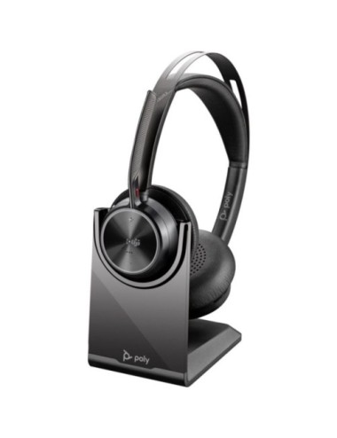 Auriculares Inalámbricos Poly Voyager Focus 2 Microsoft Teams + Adaptador USB-C-A + Soporte de Carga/ con Micrófono/ Bluetooth/ 