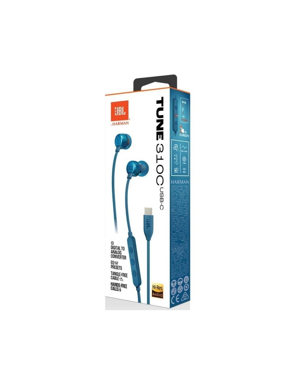 Auriculares Intrauditivos JBL Tune 310C/ con Micrófono/ Azules