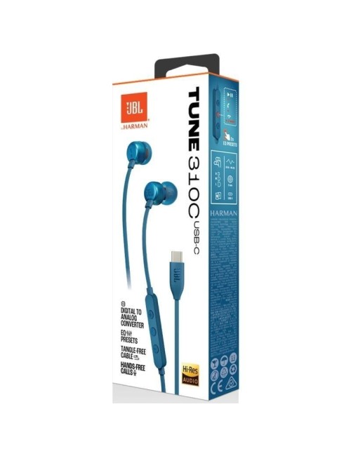 Auriculares Intrauditivos JBL Tune 310C/ con Micrófono/ Azules