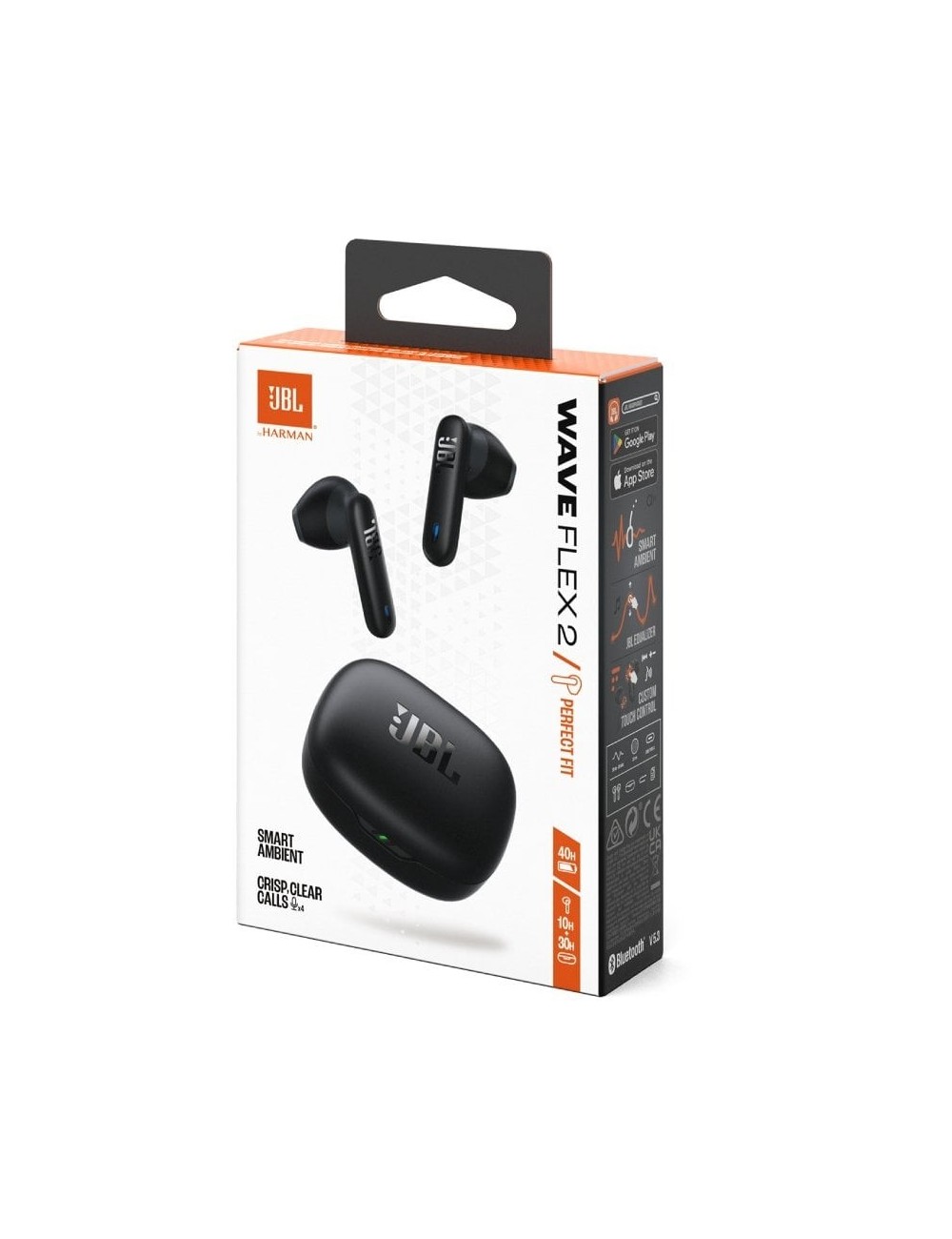 Auriculares Bluetooth JBL Wave Flex con estuche de carga/ Autonomía 10h/ Negros