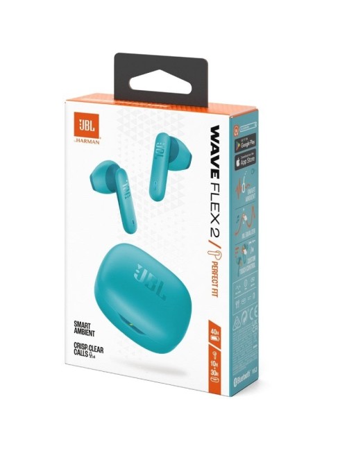 Auriculares Bluetooth JBL Wave Flex con estuche de carga/ Autonomía 10h/ Azules
