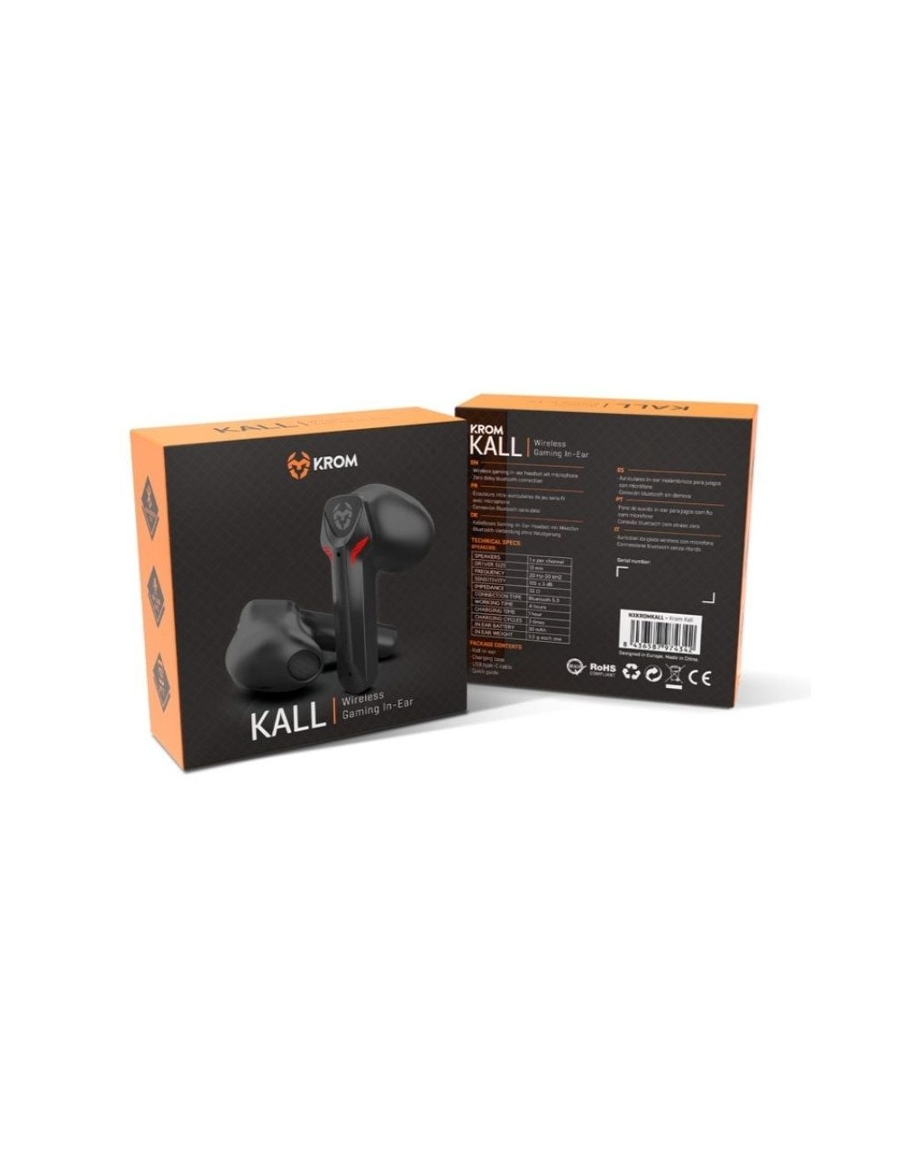 Auriculares Bluetooth Krom Kall con estuche de carga/ Autonomía 4h/ Negros