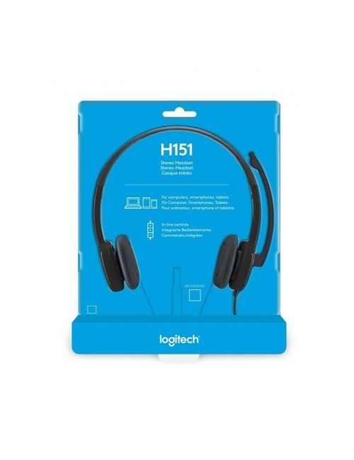 Auriculares Logitech H151/ con Micrófono/ Jack 3.5/ Negros