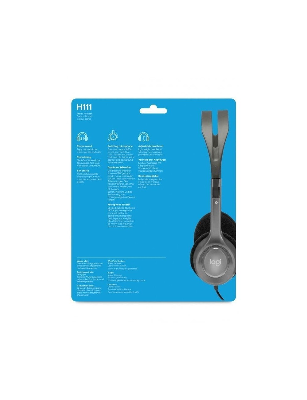 Auriculares Logitech H111/ con Micrófono/ Jack 3.5/ Negros