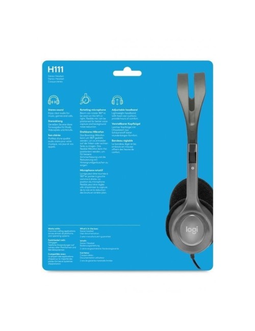 Auriculares Logitech H111/ con Micrófono/ Jack 3.5/ Negros