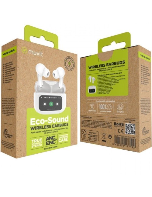 Auriculares Bluetooth Muvit For Change True Wireless Estéreo con estuche de carga/ Autonomía 6h/ Blancos