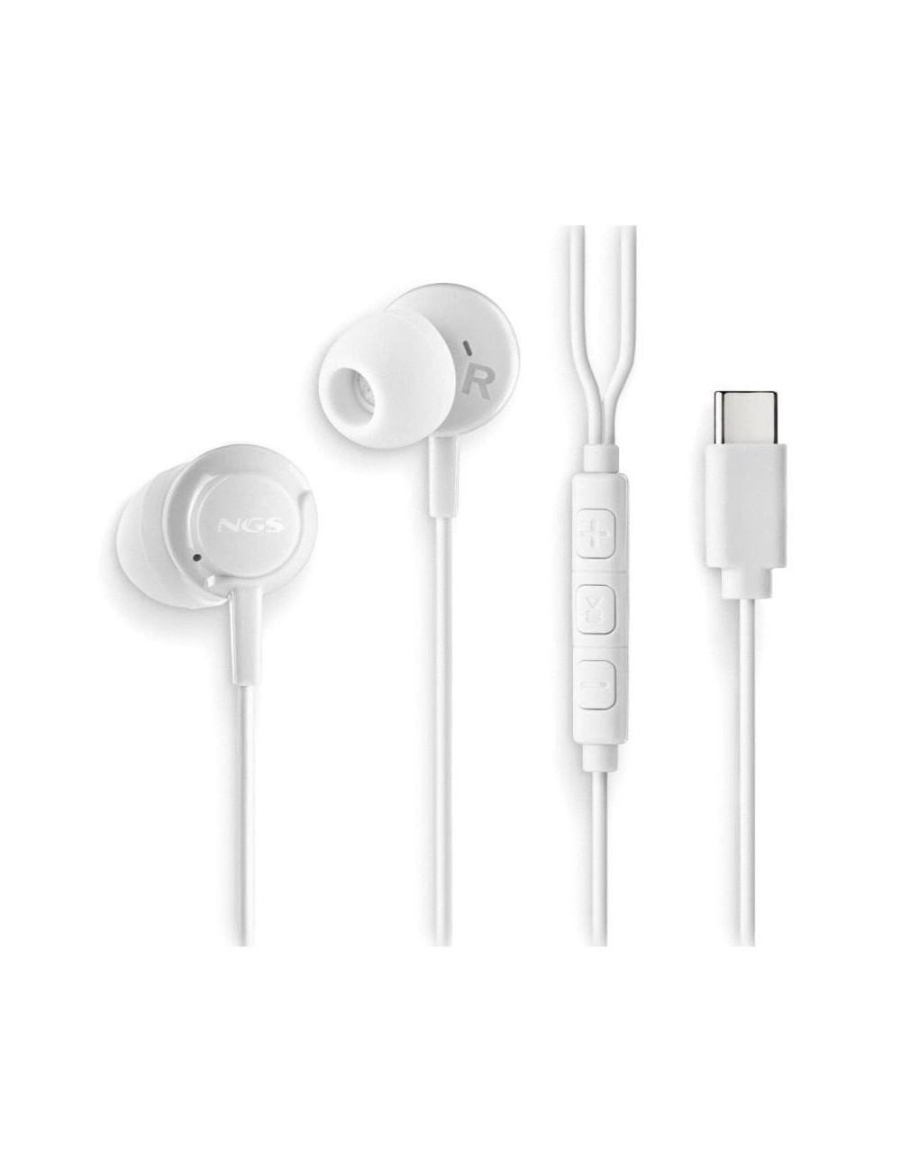 Auriculares Intrauditivos NGS Cross Step/ con Micrófono/ USB Tipo-C/ Blancos
