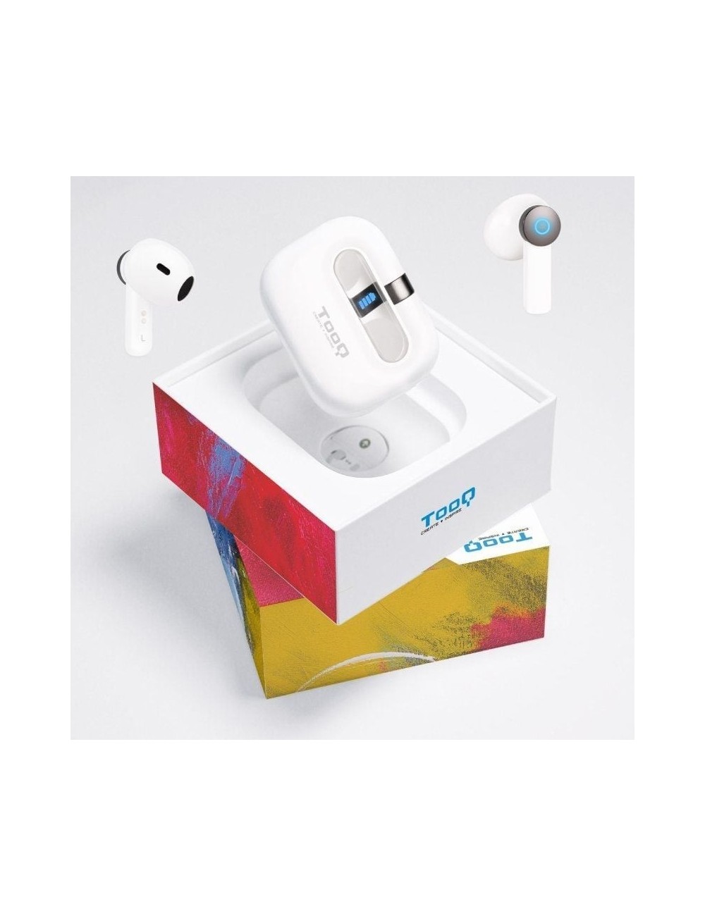 Auriculares Bluetooth TooQ Bender TQBWH-0031W con estuche de carga/ Autonomía 4h/ Blancos