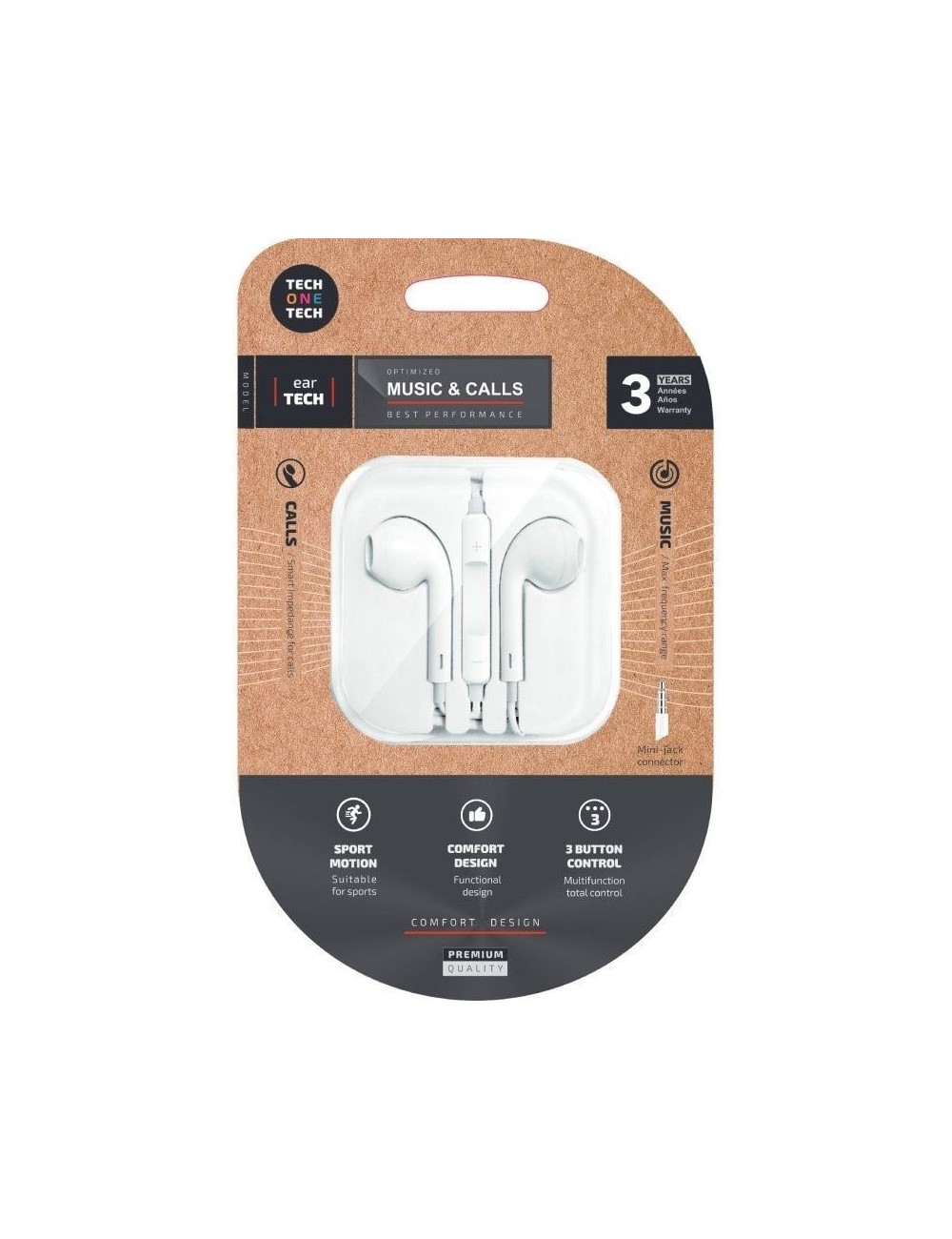 Auriculares Intrauditivos Tech One Tech earTECH TEC1001/ con Micrófono/ Jack 3.5/ Blancos