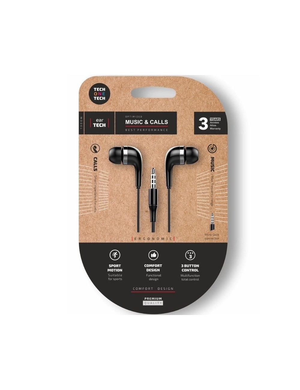 Auriculares Intrauditivos Tech One Tech soft earTECH TEC1005/ con Micrófono/ Jack 3.5/ Negros