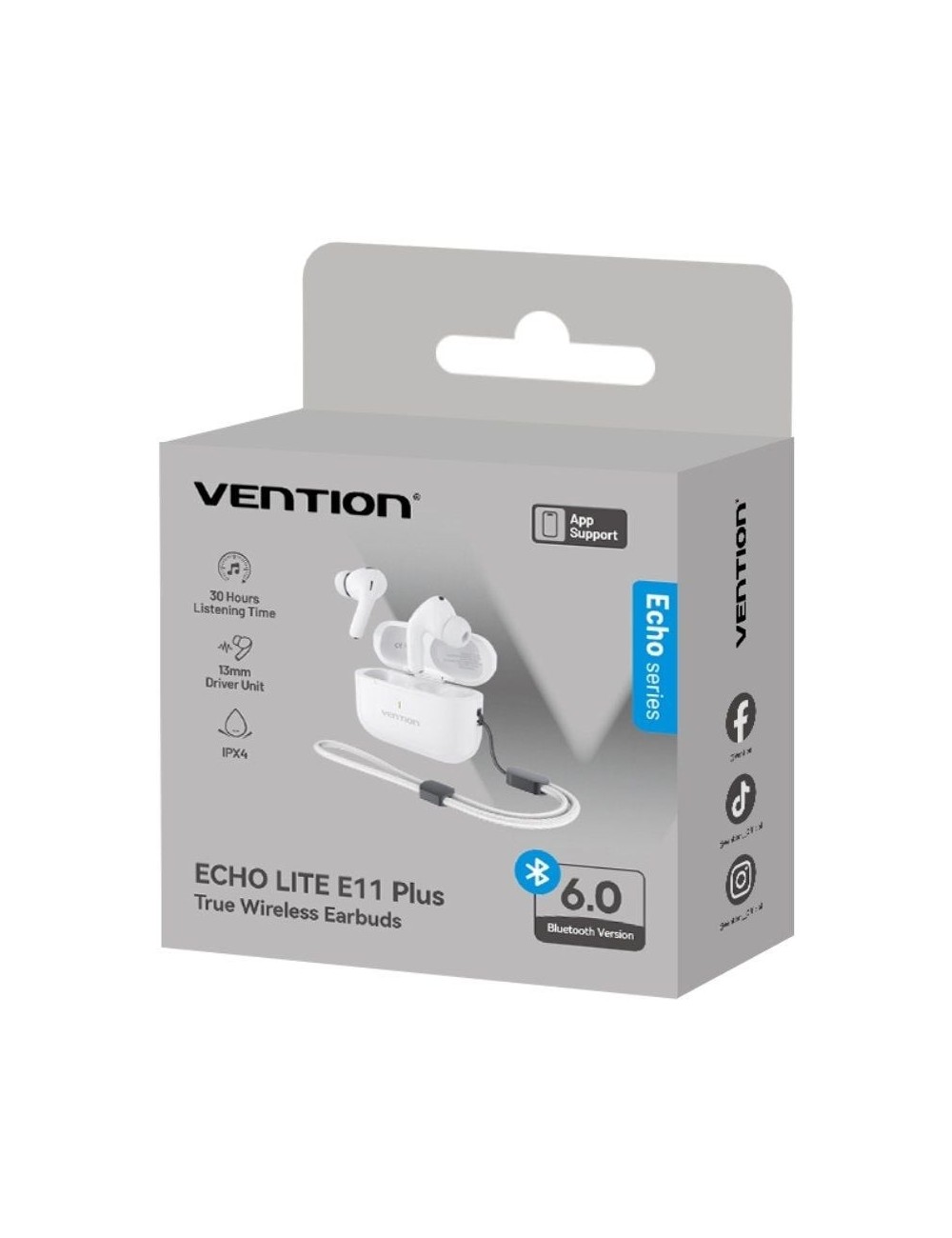 Auriculares Bluetooth Vention Echo Lite E11 Plus con estuche de carga/ Autonomía 6h/ Blancos