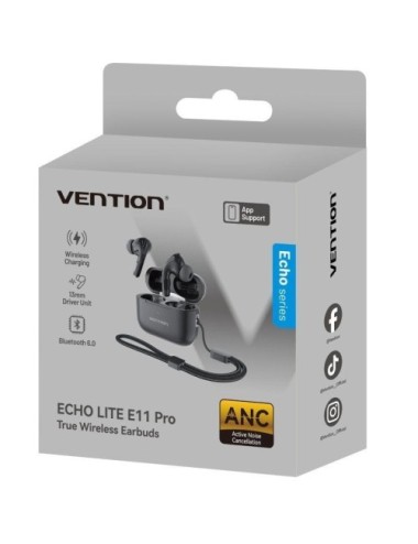 Auriculares Bluetooth Vention Echo Lite E11 Pro con estuche de carga/ Negros