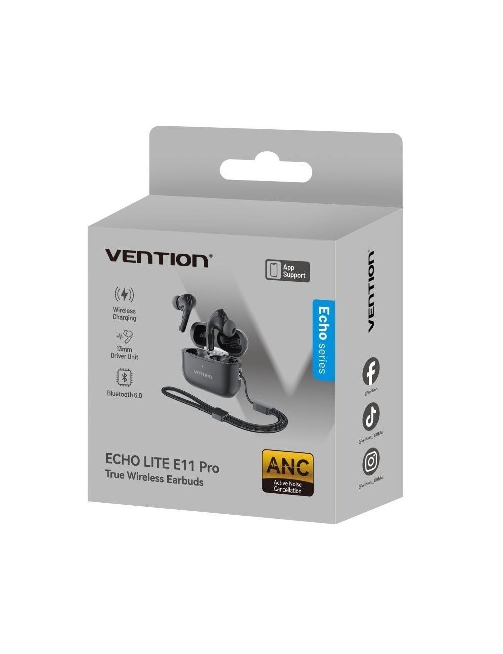 Auriculares Bluetooth Vention Echo Lite E11 Pro con estuche de carga/ Negros
