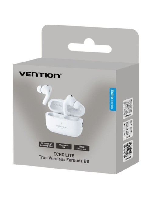 Auriculares Bluetooth Vention Echo Lite E11 con estuche de carga/ Autonomía 6h/ Blancos