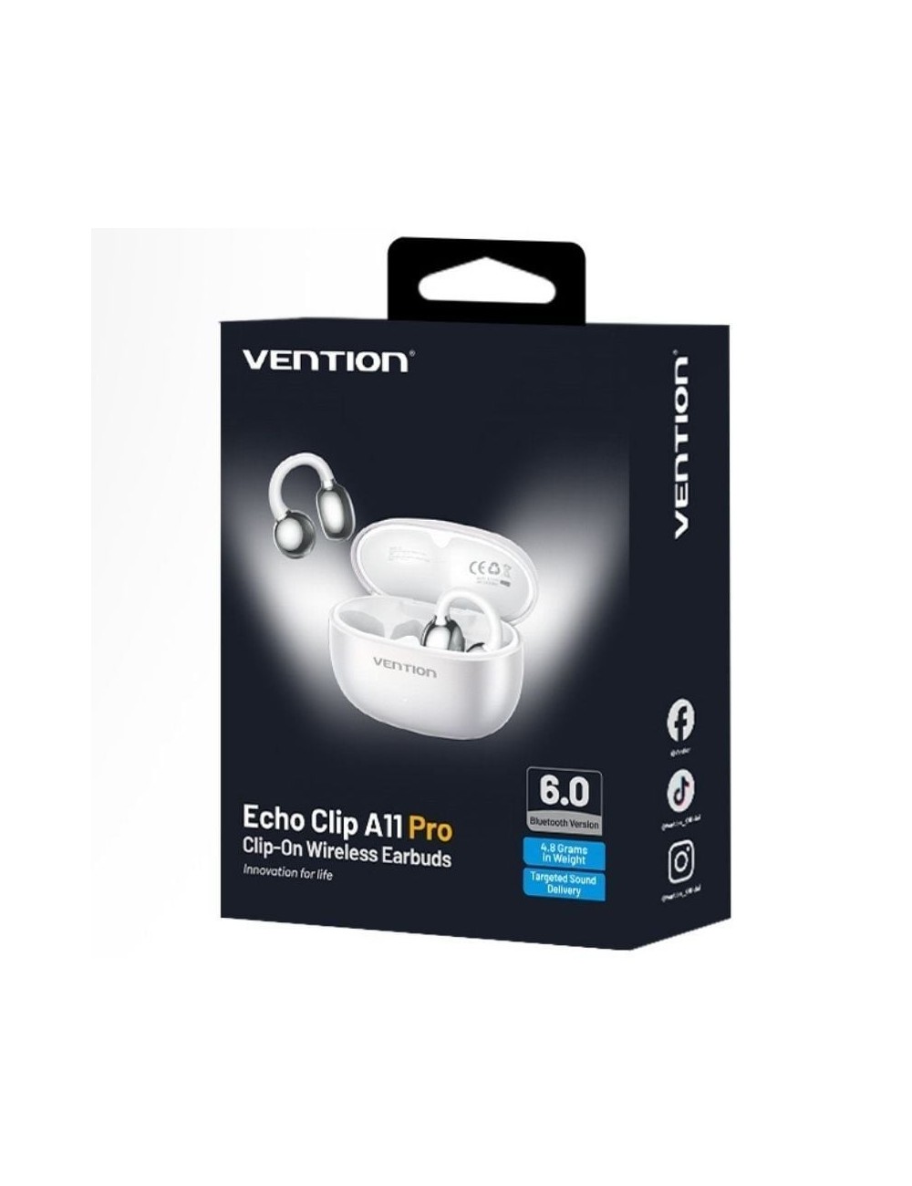 Auriculares Bluetooth Vention Echo Clip A11 Pro con estuche de carga/ Autonomía 6h/ Blancos