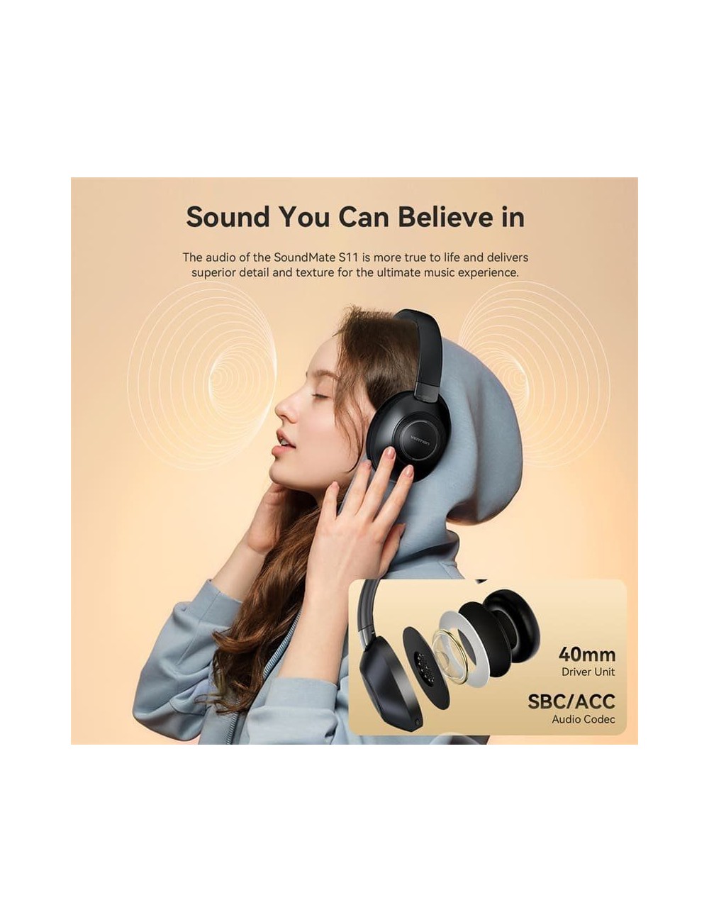 Auriculares Inalámbricos Vention SoundMate S11 NBBB0/ con Micrófono/ Bluetooth/ Negros