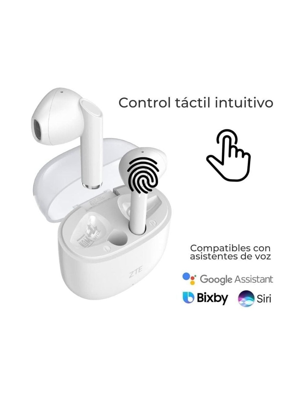 Auriculares Bluetooth ZTE Buds 2 con estuche de carga/ Autonomía 5h/ Blancos