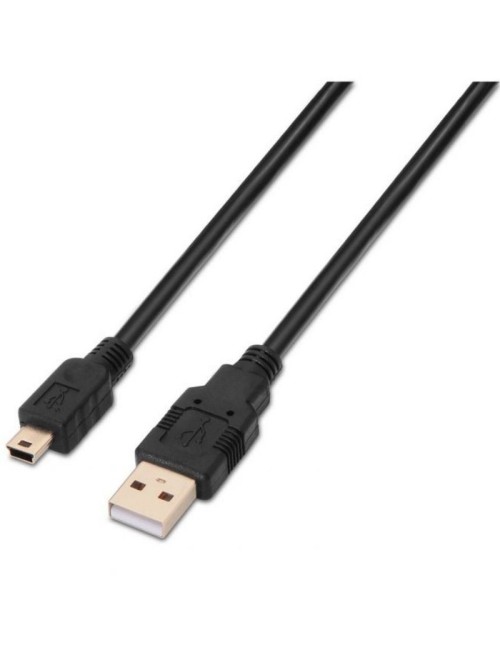 Cable USB 2.0 Aisens A101-0026/ USB Macho - MiniUSB Macho/ Hasta 2.5W/ 60Mbps/ 3m/ Negro