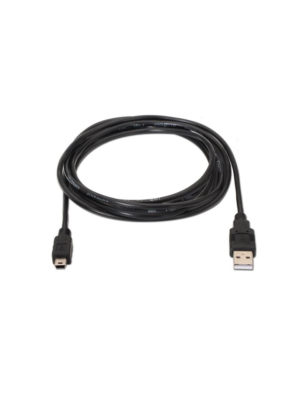 Cable USB 2.0 Aisens A101-0026/ USB Macho - MiniUSB Macho/ Hasta 2.5W/ 60Mbps/ 3m/ Negro