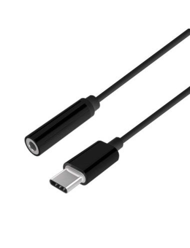ADAPTADOR USB TIPO-C A AUDIO JACK 3.5MM FEMELLA-15CM NEGRE