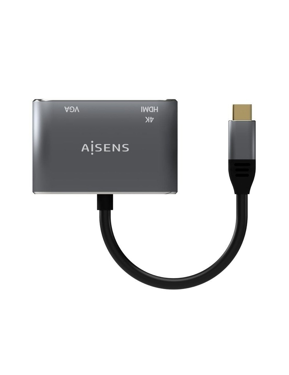 Conversor Aisens A109-0627/ HDMI Hembra - VGA Hembra - USB Tipo-C Macho/ 15cm/ Gris
