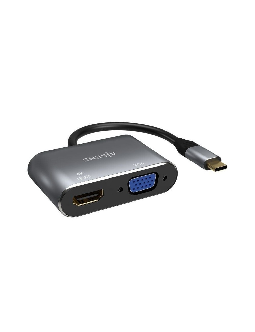 Conversor Aisens A109-0627/ HDMI Hembra - VGA Hembra - USB Tipo-C Macho/ 15cm/ Gris
