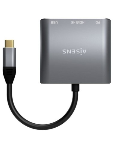 Conversor Aisens A109-0669/ USB Tipo-C Macho/ HDMI Hembra - USB Hembra - USB Tipo-C Hembra/ 15cm/ Gris