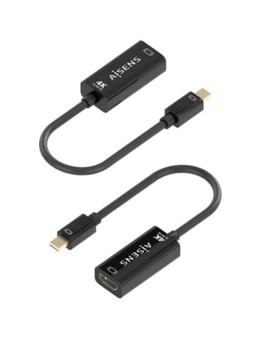 Conversor Aisens A125-0904/ Mini DisplayPort Macho - HDMI Hembra/ 15cm/ Negro