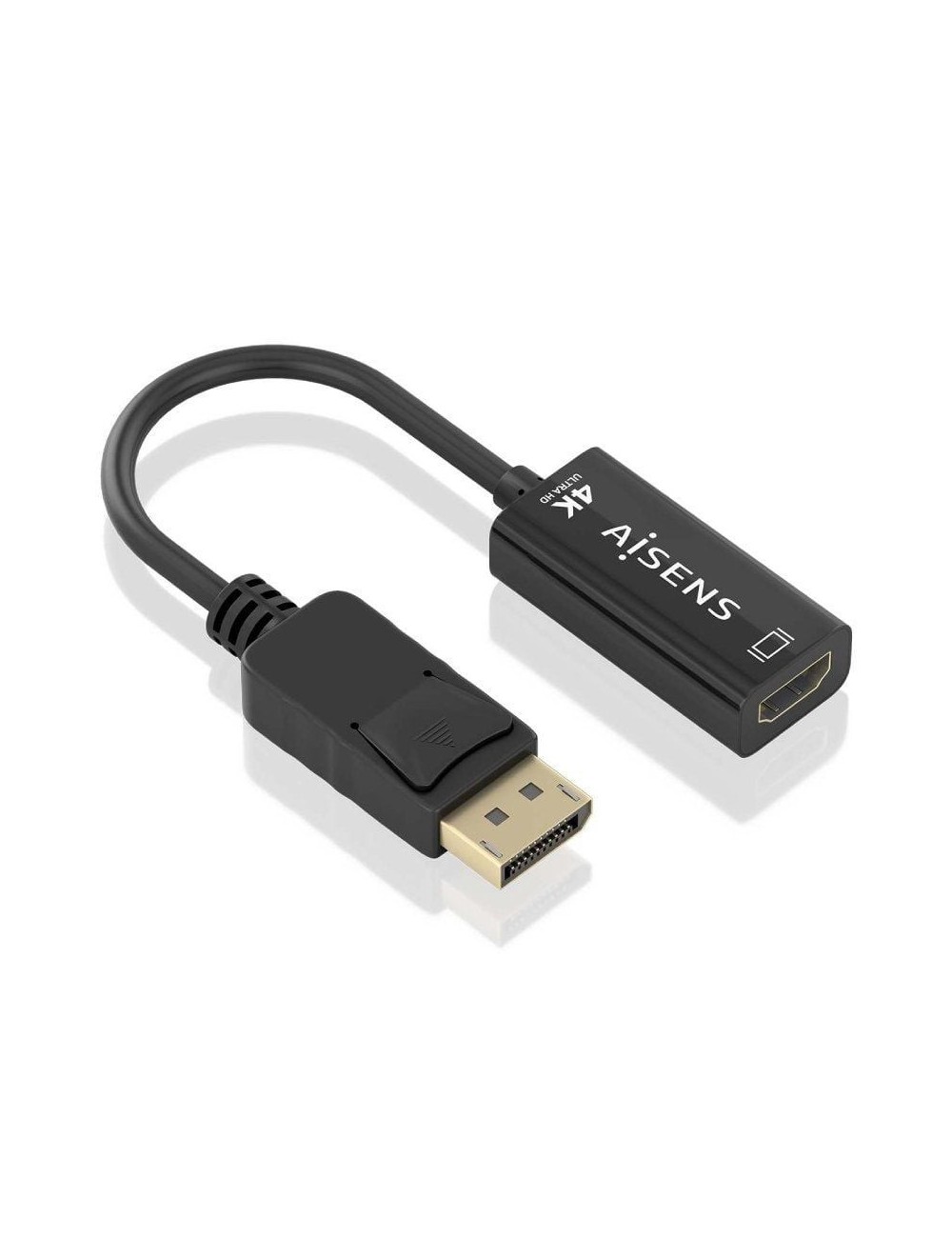 Conversor Aisens A125-0905/ DisplayPort Macho - HDMI Hembra/ 15cm/ Negro