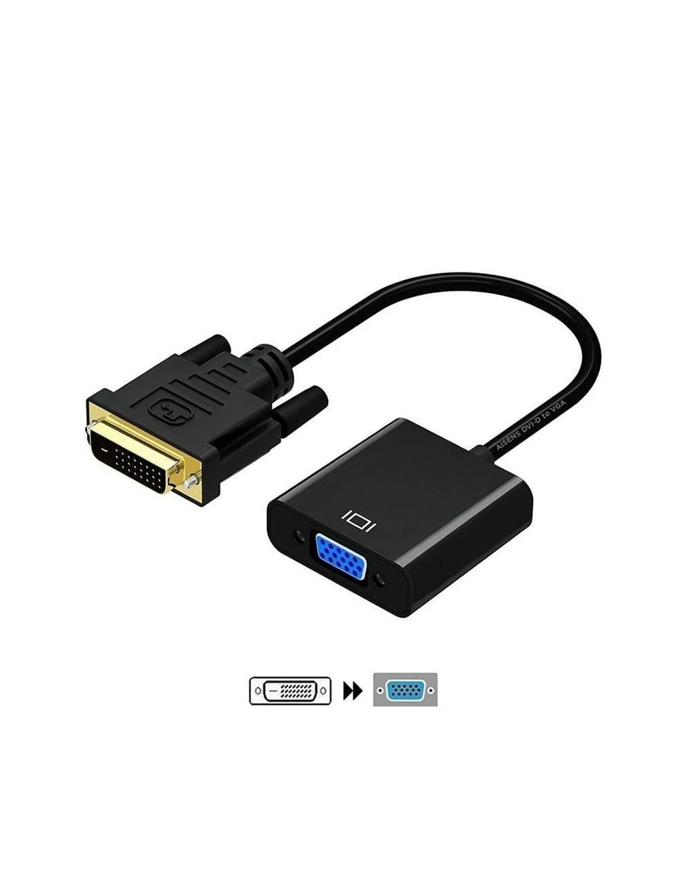 Cable Conversor Aisens A147-0352/ DVI Macho - VGA Hembra/ 30cm/ Negro