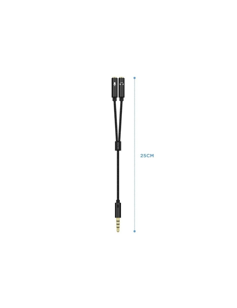 Cable Estéreo Aisens A128-0416/ Jack 3.5 Macho - 2x Jack 3.5 Hembra/ 25cm/ Negro