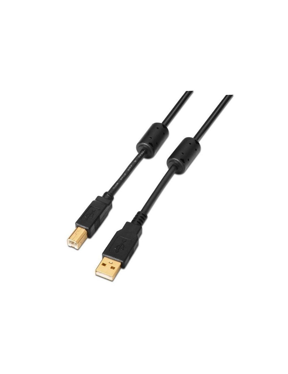 Cable USB 2.0 Impresora Aisens A101-0011/ USB Tipo-B Macho - USB Macho/ 5m/ Negro
