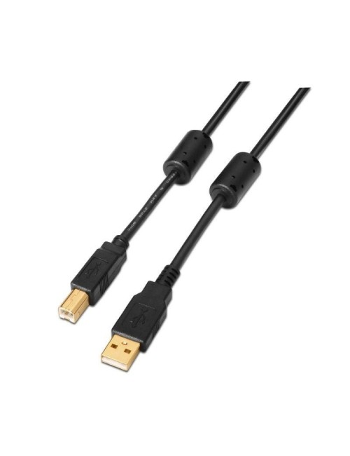 Cable USB 2.0 Impresora Aisens A101-0011/ USB Tipo-B Macho - USB Macho/ 5m/ Negro
