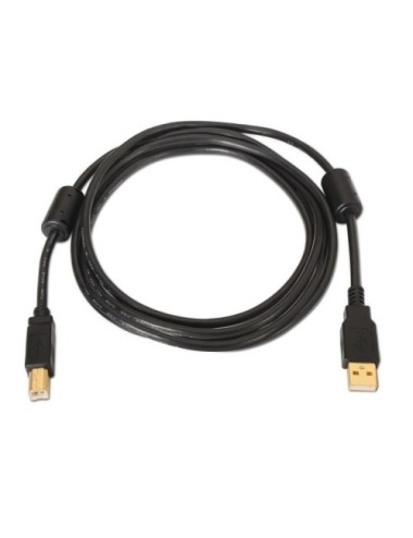Cable USB 2.0 Impresora Aisens A101-0011/ USB Tipo-B Macho - USB Macho/ 5m/ Negro