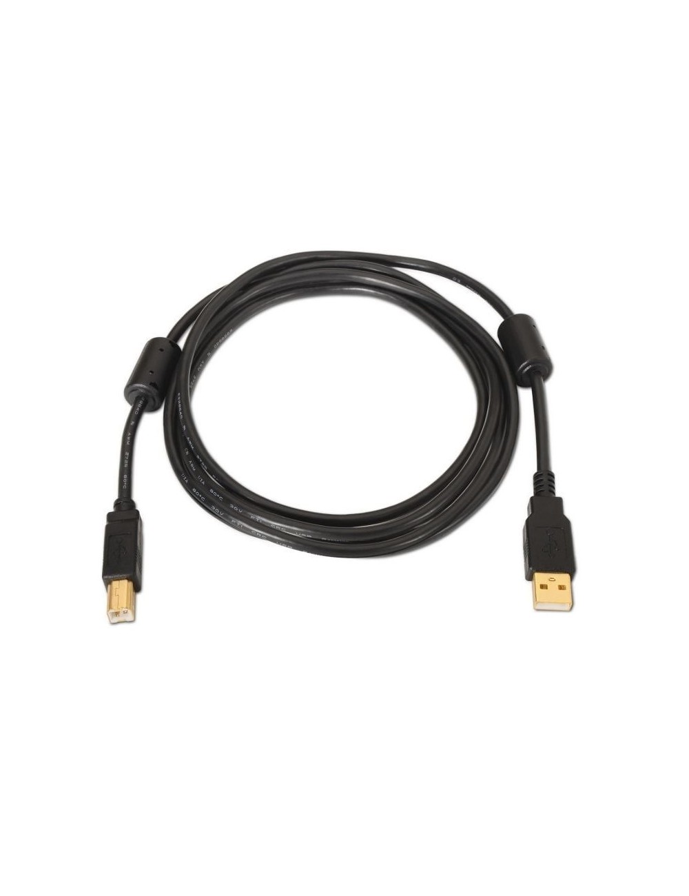 Cable USB 2.0 Impresora Aisens A101-0011/ USB Tipo-B Macho - USB Macho/ 5m/ Negro