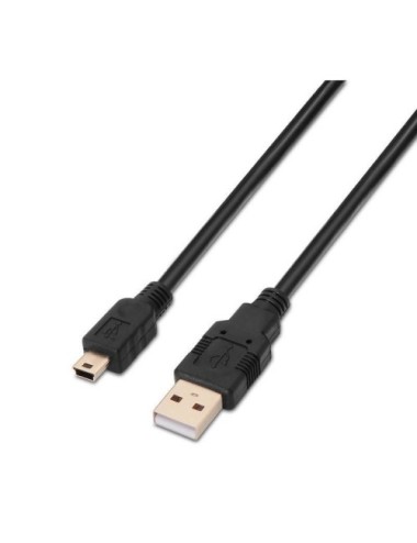 Cable USB 2.0 Aisens A101-0024/ USB Macho - MiniUSB Macho/ 1m/ Negro