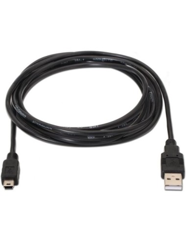 Cable USB 2.0 Aisens A101-0024/ USB Macho - MiniUSB Macho/ 1m/ Negro