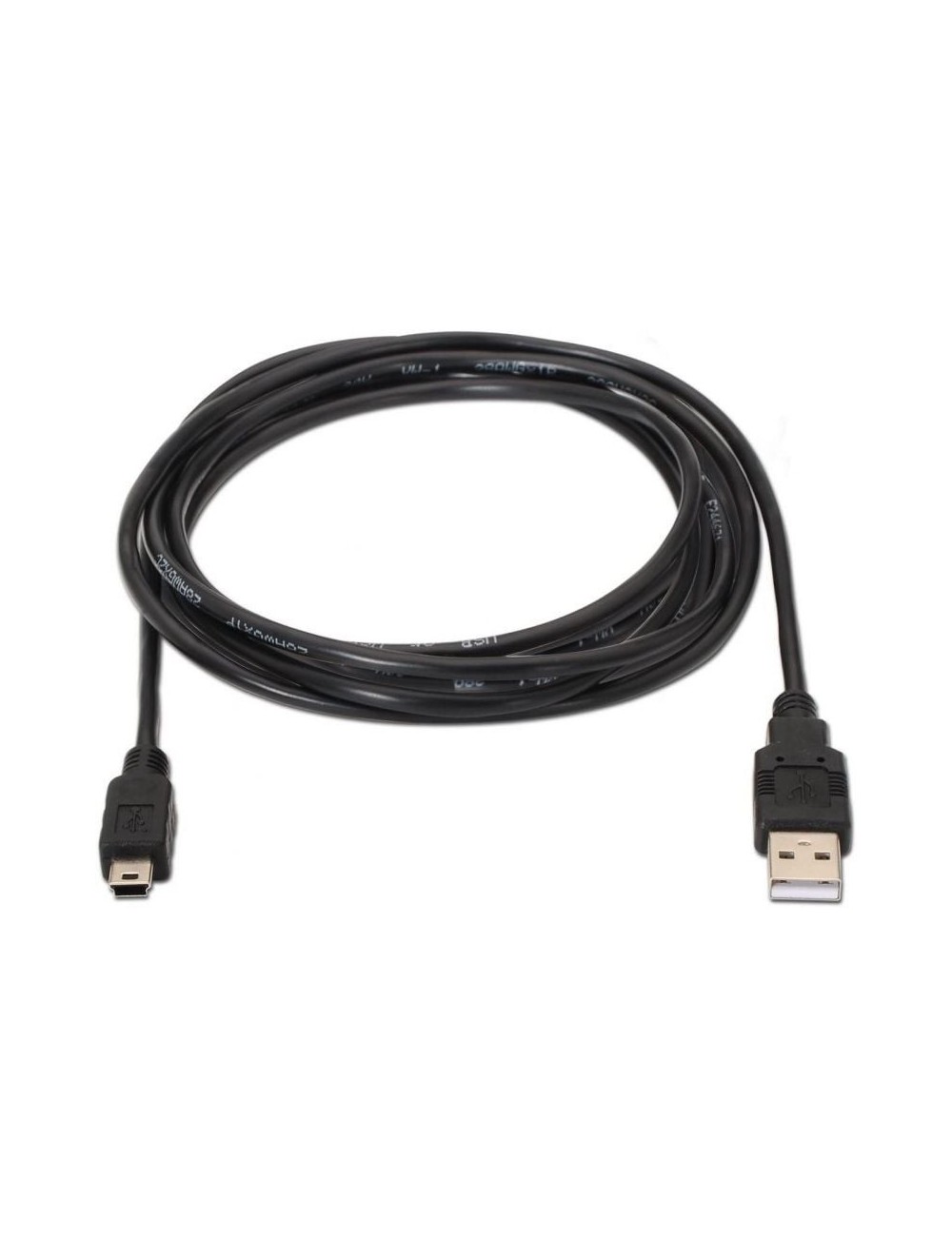 Cable USB 2.0 Aisens A101-0024/ USB Macho - MiniUSB Macho/ 1m/ Negro
