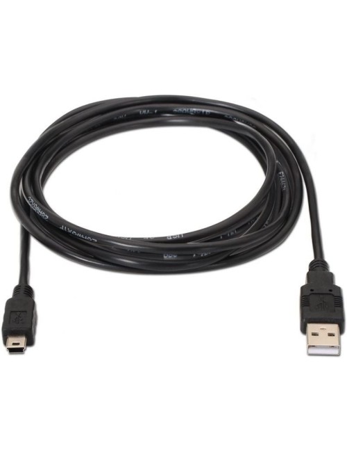 Cable USB 2.0 Aisens A101-0024/ USB Macho - MiniUSB Macho/ 1m/ Negro