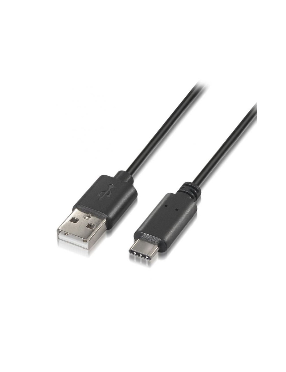 Cable USB 2.0 Tipo-C Aisens A107-0050/ USB Tipo-C Macho - USB Macho/ 480Mbps/ 50cm/ Negro